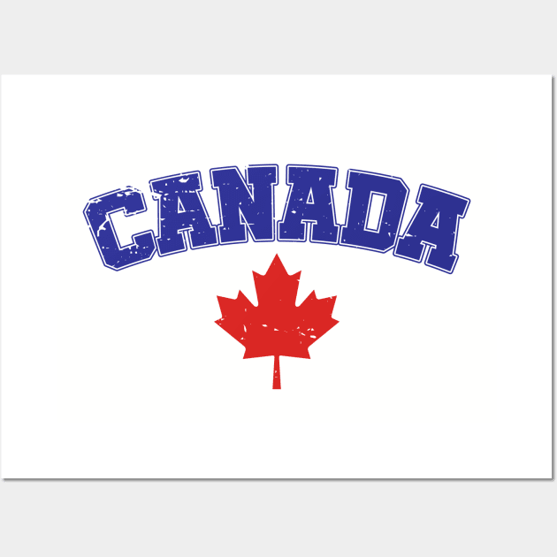 Canada Athletic Team Sports Flag Varsity Style Maple Leaf blu red-01 Wall Art by Poppa's Designs